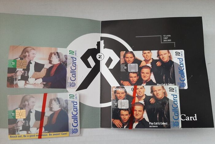 2 boyzone call cards in collectors folder