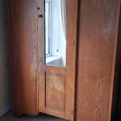 Vintage early 20th-century solid oak wardrobe