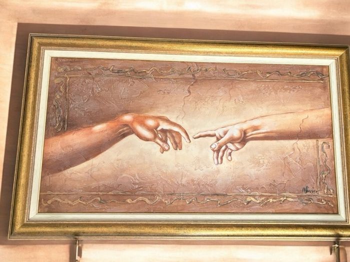 Acrylic Painting Creation of Adam Interpretation