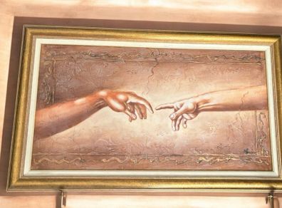 Acrylic Painting Creation of Adam Interpretation