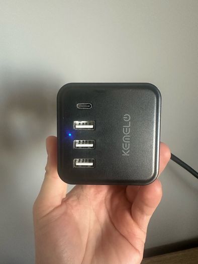 Cube Extension Lead with USB Ports-Black