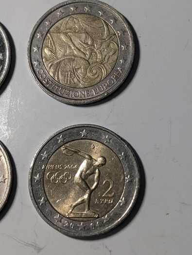 4 x Collectable 2 Euro coins.