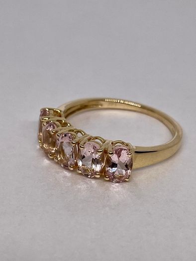 Yellow Gold Pink Morganite 5 Stone Ring