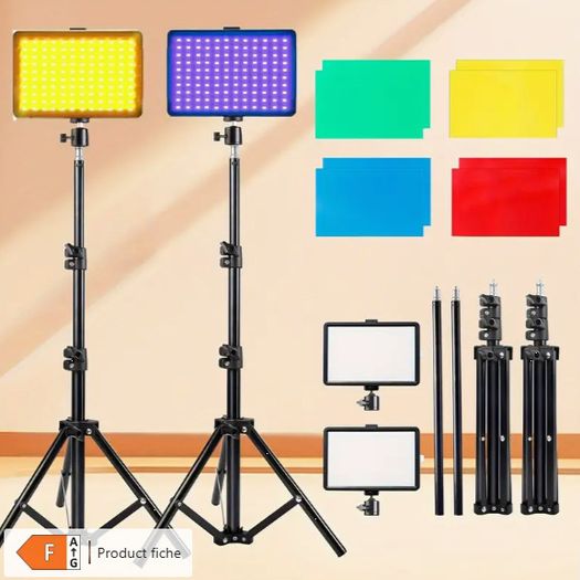 6182 ZOMEI 8-Inch Dimmable LED Photography Lighting Kit with 5600K USB Video Lights, 58-Inch Tripod Stand & Color Filters - 6182