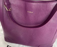 Fabulous Furla Leather Designer Bag in the Colour Aubergine