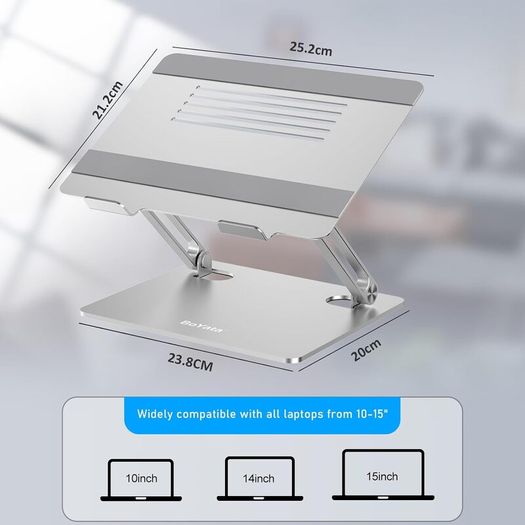 Laptop Stand, Multi-Angle Laptop Riser with Heat-Vent, Adjustable Notebook Stand Compatible for Laptop (11-15 inches) including MacBook Pro/Air, Lenovo, Samsung-Silve