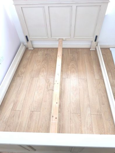 bed frame king size beige creamy solid wood - no slats, nice solid  Headboard
