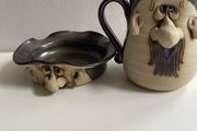 Vintage  Peter Petrie "Ugly man "vintage Muggs Pottery set
