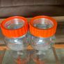 Pair Vintage 500ml 1970s Ravenhead Glass Kilner Jars With Orange Screw Lids Image 9
