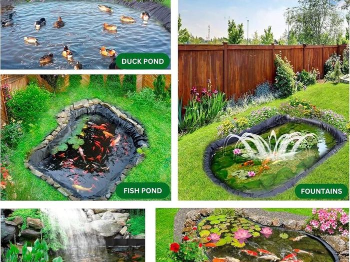 Pond Liner Various Sizes Heavy Duty HDPE Material - UV & Tear Resistant, Flexible for Koi & Fish Pools, Water Gardens