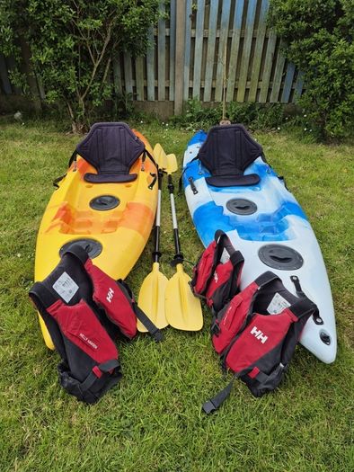Kayaks - sit on Kayak for 1 person, 2 available, include 2 paddles & 3 Helley Hanson Life Jackets ( Size Large, Extra Small & Xx small)