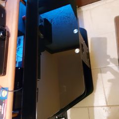Tapered Tempered Glass TV Table, Width Front 39 Inches, Width Back 23 inches, Depth 16 inches, Height 19.5 inches