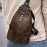 Genuine Leather Sling Bag for Men Women Leather Chest Bag Shoulder bag Image 3