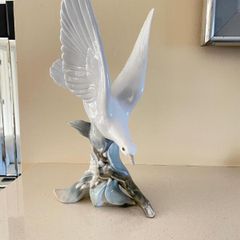 Vintage Retired 11" Lladro Porcelain 4550 Seagull / Turtle Dove Bird On Branch