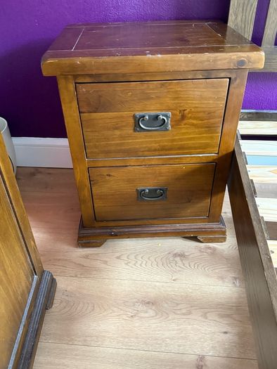 Bed, Chest Drawers and Bedside Table