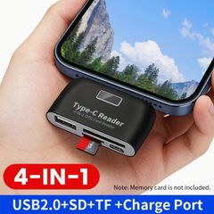 4-in-1 OTG Card Reader, Multi-Function High-Speed Video and Photo Transfer SDTF Card Reader Writer Adapter,