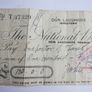 Vintage Cheque from The National Bank Limited, Dun Laoghaire Branch, dated August 25, 1943 Image 5
