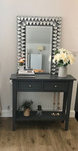 Grey Hall / Console Table with drawers and shelf