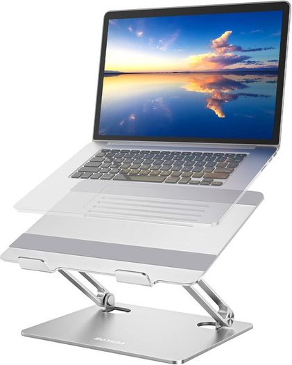 Laptop Stand, Multi-Angle Laptop Riser with Heat-Vent, Adjustable Notebook Stand Compatible for Laptop (11-15 inches) including MacBook Pro/Air, Lenovo, Samsung-Silve