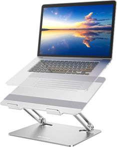 Laptop Stand, Multi-Angle Laptop Riser with Heat-Vent, Adjustable Notebook Stand Compatible for Laptop (11-15 inches) including MacBook Pro/Air, Lenovo, Samsung-Silve
