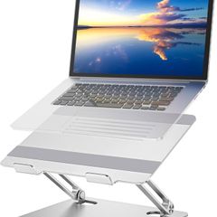 Laptop Stand, Multi-Angle Laptop Riser with Heat-Vent, Adjustable Notebook Stand Compatible for Laptop (11-15 inches) including MacBook Pro/Air, Lenovo, Samsung-Silve