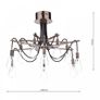 Dar Scroll 10 Light Ceiling Fixture with Copper Finish Image 2