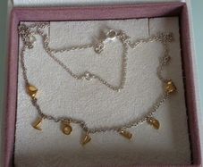 Pandora sterling silver/ yellow gold loved necklace with heart   ajustable size perfect condition fully hallmarked(no box)