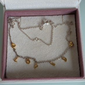 Pandora sterling silver/ yellow gold loved necklace with heart   ajustable size perfect condition fully hallmarked(no box)