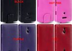 Sony Ericsson Xperia P Premium Pu Leather Flip Case Cover In Black, Pink, Purple & Red C0lors