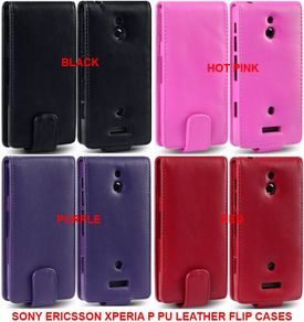 Sony Ericsson Xperia P Premium Pu Leather Flip Case Cover In Black, Pink, Purple & Red C0lors