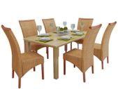 Dining Chairs 6 pcs Brown Natural Rattan