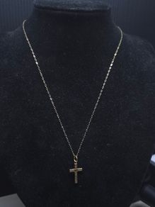 Vintage 9ct Gold Cross Necklace 375 Hallmarked Engraved Heart Pendant 46cm