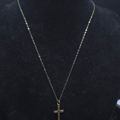 Vintage 9ct Gold Cross Necklace 375 Hallmarked Engraved Heart Pendant 46cm