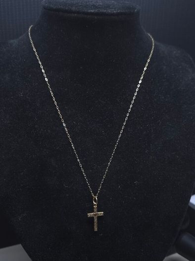Vintage 9ct Gold Cross Necklace 375 Hallmarked Engraved Heart Pendant 46cm