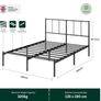 Double Bed Frame with Headboard 4ft6 135 x 190 cm 14 Height Metal Bed Base with Steel Slat Support  Storage Space Underneath - Modern Design - Easy Assembly - Black Image 2