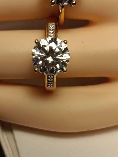 3 carat Moissanite Solitaire Ring in 18kt Vermeil Hard Gold Plated Sterling Silver (Bargain)