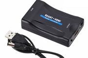 Scart to HDMI Converter with HDMI Cable, Full HD 720P/1080P Switch Video Audio Upscale Converter Scart In HDMI Out Adaptor for HDTV Monitor Projector STB VHS Xbox PS3 Sky Blu-ray DVD Player