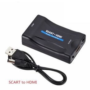 Scart to HDMI Converter with HDMI Cable, Full HD 720P/1080P Switch Video Audio Upscale Converter Scart In HDMI Out Adaptor for HDTV Monitor Projector STB VHS Xbox PS3 Sky Blu-ray DVD Player