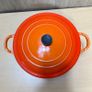 Le Creuset Cast Round Iron Casserole Dutch Pot & Lid 22cm Size D Volcanic Orange Image 2