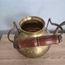 Vintage Etched Brass Teapot with Wooden Handle, Decorative Gold Teapot Image 9