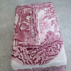 Masons Vista Cheese Dish Cover, Vintage Masons Ironstone Cheese Dish Cover , Masons Red & White Ironstone Cheese Dish Cover , Vintage Cheese Dish Cover.