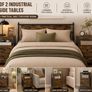 Set of 2 Industrial Bedside Tables with Drawers and Open Storage Image 7