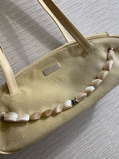 Beige suede handbag