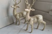 Gold Glitter Christmas Reindeer x 2
