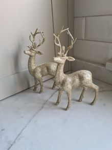 Gold Glitter Christmas Reindeer x 2