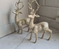 Gold Glitter Christmas Reindeer x 2