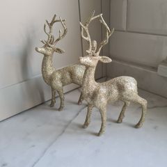 Gold Glitter Christmas Reindeer x 2