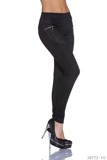 Black with zip and rhinestones leggins fits sm