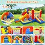 Bouncy Castle, Inflatable Bounce House with Two Slides, Trampoline, Arch Barrier, Ball Pit, Climbing Wall, Inflatable Slide with Blower for Kids Indoor Outdoor Image 7