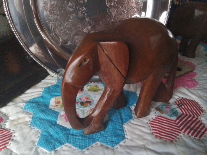 Large Carved Wooden Elephant